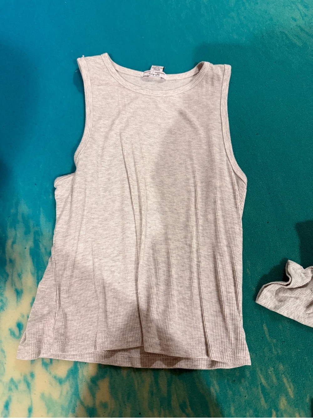 Classic Ribbed Sleeveless Tank Top - Light Gray